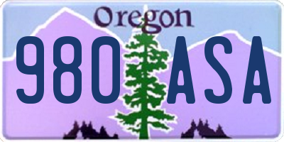 OR license plate 980ASA