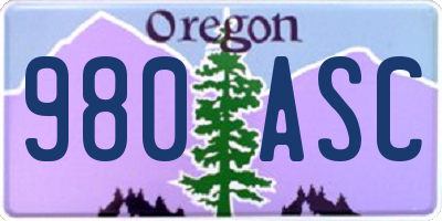 OR license plate 980ASC