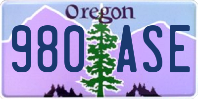 OR license plate 980ASE