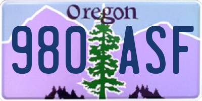 OR license plate 980ASF