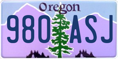 OR license plate 980ASJ
