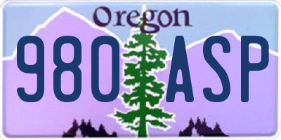 OR license plate 980ASP