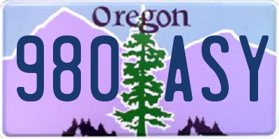 OR license plate 980ASY