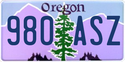 OR license plate 980ASZ