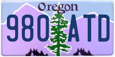OR license plate 980ATD