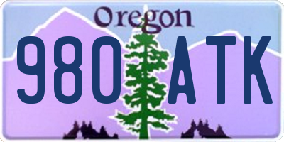 OR license plate 980ATK