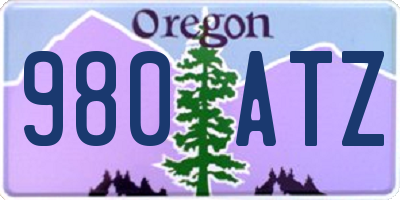 OR license plate 980ATZ