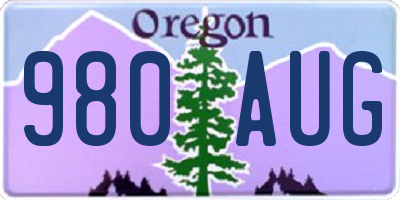 OR license plate 980AUG