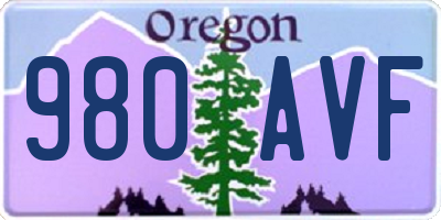 OR license plate 980AVF