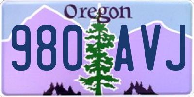 OR license plate 980AVJ