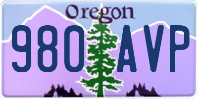 OR license plate 980AVP