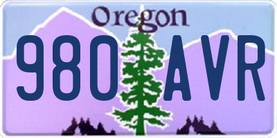 OR license plate 980AVR