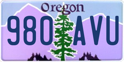 OR license plate 980AVU