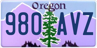 OR license plate 980AVZ