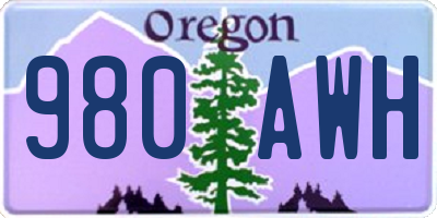 OR license plate 980AWH