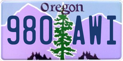OR license plate 980AWI