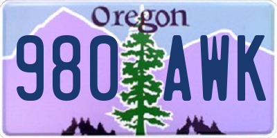 OR license plate 980AWK