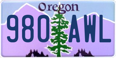 OR license plate 980AWL
