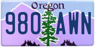 OR license plate 980AWN