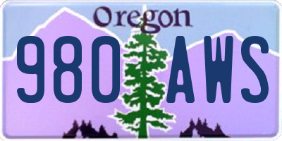 OR license plate 980AWS