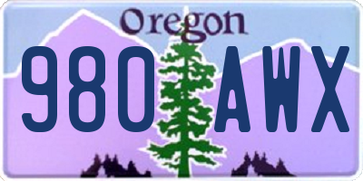OR license plate 980AWX