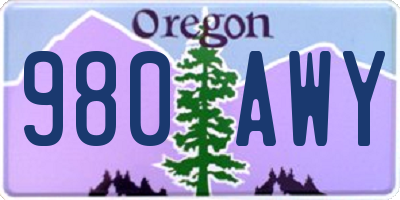 OR license plate 980AWY