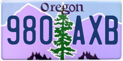 OR license plate 980AXB