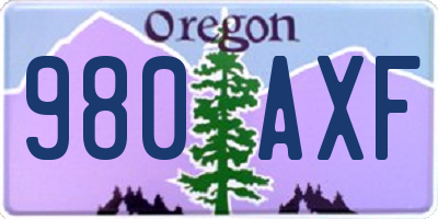 OR license plate 980AXF