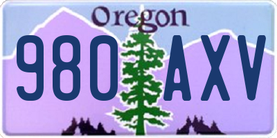 OR license plate 980AXV