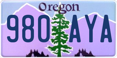 OR license plate 980AYA