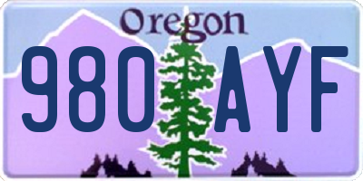 OR license plate 980AYF
