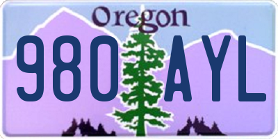 OR license plate 980AYL