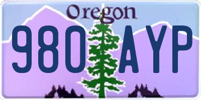 OR license plate 980AYP