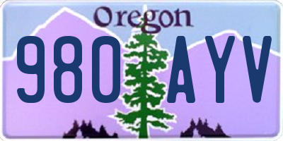 OR license plate 980AYV