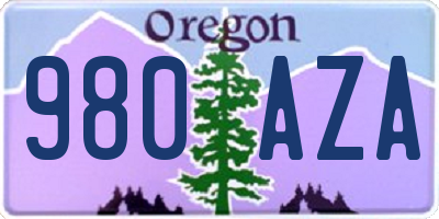 OR license plate 980AZA
