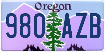 OR license plate 980AZB