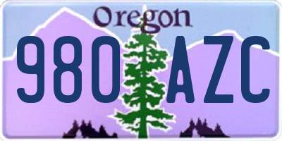 OR license plate 980AZC