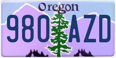 OR license plate 980AZD