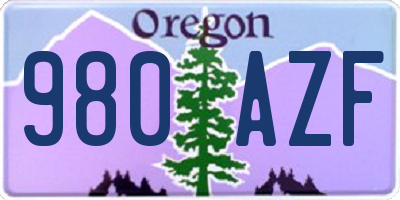 OR license plate 980AZF