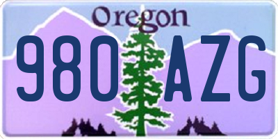 OR license plate 980AZG