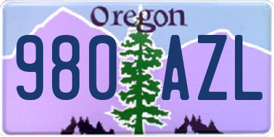 OR license plate 980AZL