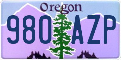 OR license plate 980AZP
