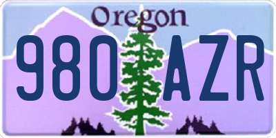 OR license plate 980AZR