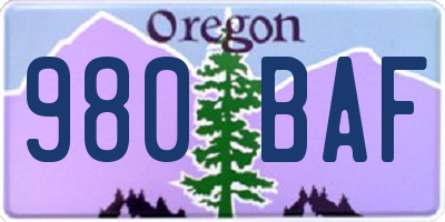 OR license plate 980BAF