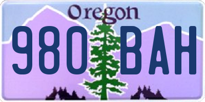 OR license plate 980BAH