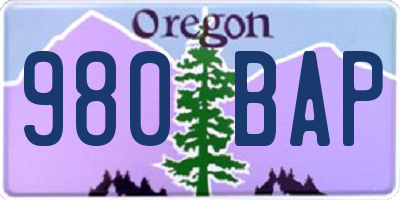 OR license plate 980BAP