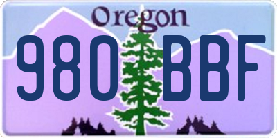 OR license plate 980BBF