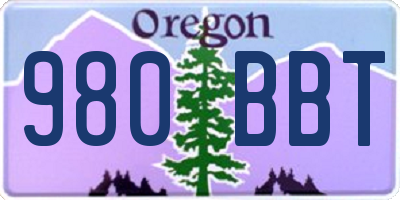 OR license plate 980BBT