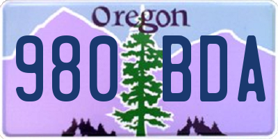 OR license plate 980BDA