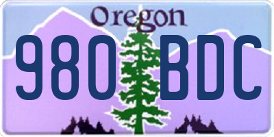 OR license plate 980BDC